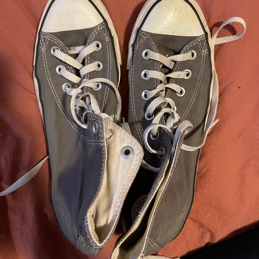 Grey high top converse